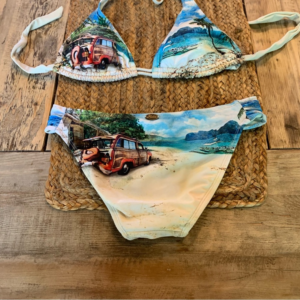 Hobie Bikini Swim Suit Bathing Woody Surf Beach Sand Ocean Palm Tree 2 Piece - Picture 4 of 16
